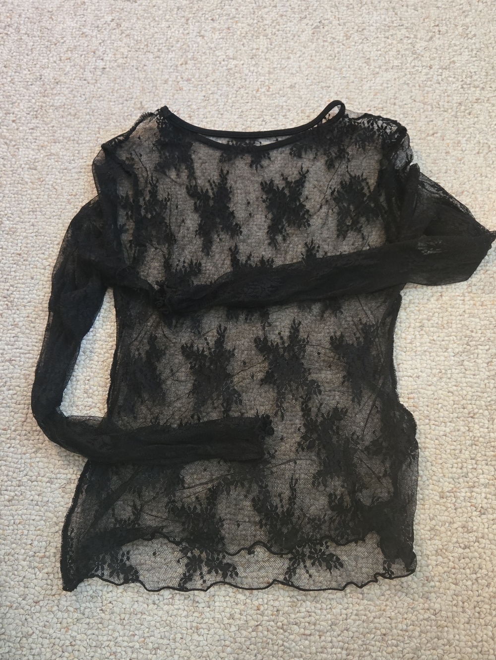 Black Floral Lace Long Sleeve Top